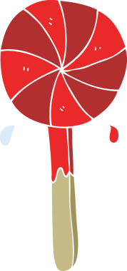 Bir insan tarafından çizilen lolipopun düz renk çizimi