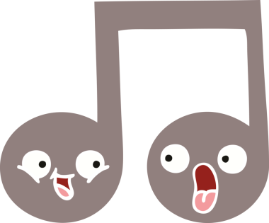 Bir insan tarafından çizilmiş bir notanın düz renkli retro karikatürü