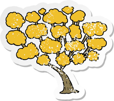 Bir insan tarafından çizilmiş karikatür ağacının geriletilmiş yapıştırması.