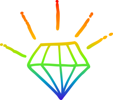 Gökkuşağı gradyan çizgi çizimi Bir insan tarafından çizilmiş dövme elmas