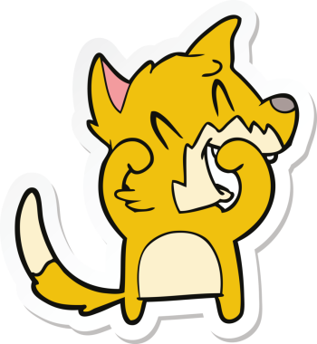 Bir insan tarafından çizilmiş gülen tilki çizgi filminin çıkartması.