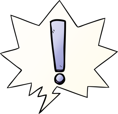 bir insan tarafından çizilmiş düzgün eğimli konuşma baloncuğu ile çizgi film ünlem işareti