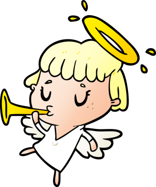 Bir insan tarafından çizilmiş sevimli çizgi roman meleği.