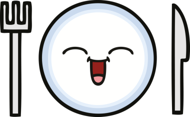 Bir insan tarafından çizilmiş yemek tabağı karikatürü.