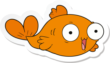 Bir insan tarafından çizilmiş mutlu bir Japon balığının çıkartması.