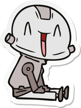 Bir insan tarafından çizilmiş robot karikatür çıkartması.