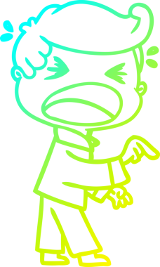 Bir çizgi film karakteri çizen soğuk gradyan, bağıran adam, bir insan tarafından çizilmiş.