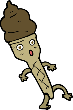 Bir insan tarafından çizilmiş karikatür dondurma.