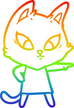 Bir insan tarafından çizilmiş kafası karışmış çizgi film kedisinin çizimi.