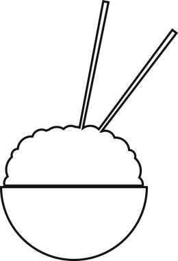 Bir insan tarafından çizilmiş pirinç kasesinin vektör simgesi