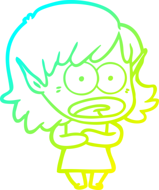 Bir çizgi film karakteri çizimi bir insan tarafından çizilmiş bir elf kızı şok etti.