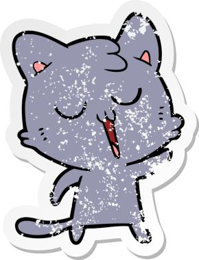 Bir insan tarafından çizilmiş çizgi film kedisinin sıkıntılı çıkartması.