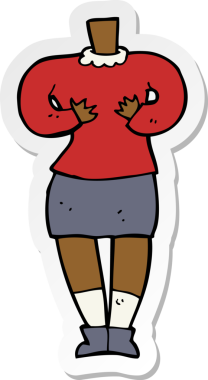 Bir insan tarafından çizilmiş karikatür kadın vücudunun çıkartması.