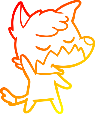 Bir insan tarafından çizilmiş dost canlısı bir tilkinin sıcak çizgi çizimi