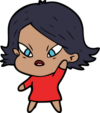 Çizgi film bir insan tarafından çizilmiş stresli kadın.