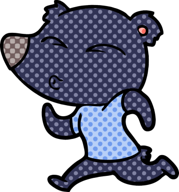 Bir insan tarafından çizilmiş çizgi film koşu ayısı.