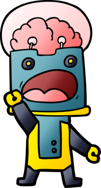 Bir insan tarafından çizilmiş çizgi film robotu