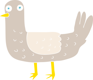 Bir insan tarafından çizilen kuşun düz renk çizimi