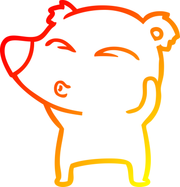 Bir insan tarafından çizilen çizgi film ıslık çalan ayının sıcak çizgi çizimi