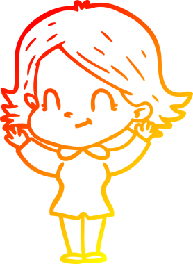 Bir insan tarafından çizilmiş, karikatür dostu bir kız çizimi.