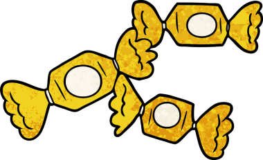 Bir insan tarafından çizilmiş şekerler.