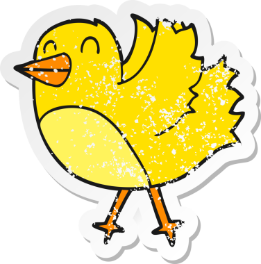 Bir insan tarafından çizilmiş karikatür kuşunun sıkıntılı çıkartması