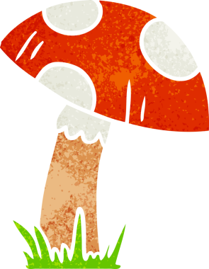 Bir insan tarafından çizilmiş bir kurbağa taburesinin retro karikatürü.