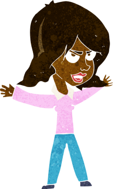 Bir insan tarafından çizilmiş karikatür kadın.