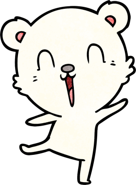 Bir insan tarafından çizilmiş mutlu kutup ayısı çizgi filmi.