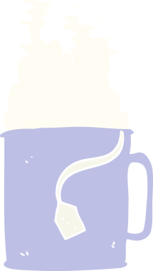 Bir insan tarafından çizilmiş çay fincanının düz renk çizimi