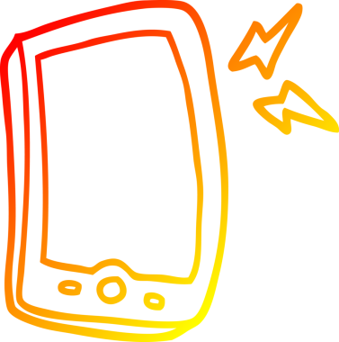 Bir insan tarafından çizilen çizgi film cep telefonunun sıcak gradyan çizimi