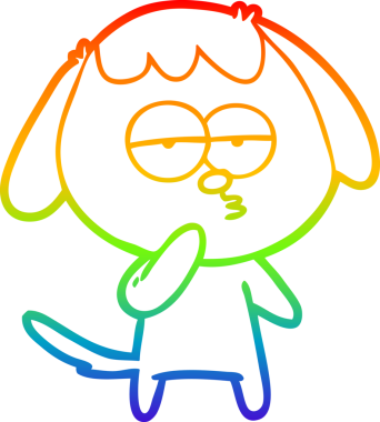 gökkuşağı gradyan çizgi çizimi bir insan tarafından çizilmiş yorgun bir köpek