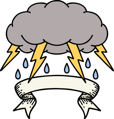 Bir insan tarafından çizilmiş fırtına bulutu dövmesi.