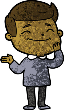 Bir insan tarafından çizilmiş mutlu çizgi film adamı.