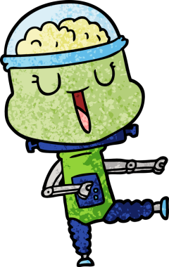 Bir insan tarafından çizilmiş mutlu çizgi film robotu