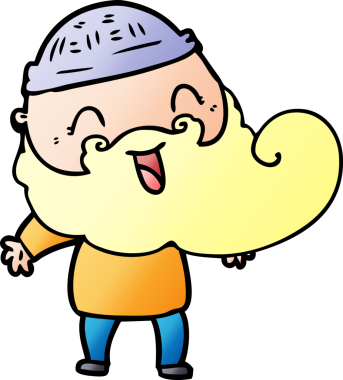 Bir insan tarafından çizilmiş mutlu sakallı adam.