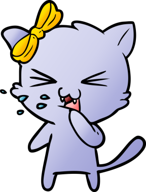 Bir insan tarafından çizilmiş çizgi film kedisi.