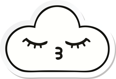 Bir insan tarafından çizilmiş şirin beyaz bulut etiketi.