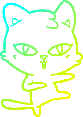 Bir insan tarafından çizilen çizgi film kedisinin soğuk gradyan çizgisi.