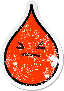 Bir insan tarafından çizilmiş garip bir el çıkartması. Duygusal kan damlası.