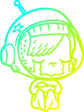 Bir insan tarafından çizilmiş ağlayan astronot bir kızın soğuk gradyan çizimi