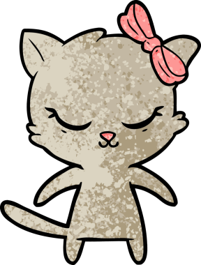 Bir insan tarafından çizilmiş sevimli çizgi film kedisi.