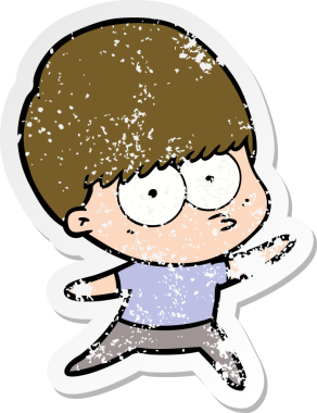 Bir insan tarafından çizilmiş gergin bir çizgi film çocuğunun sıkıntılı çıkartması.