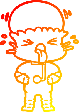 Bir insan tarafından çizilmiş iğrenç bir çizgi film uzaylısının sıcak çizgi çizimi.