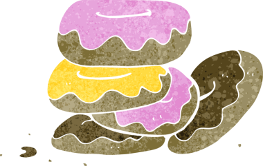 Bir insan tarafından çizilmiş bir yığın çörek.