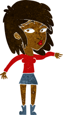 Bir insan tarafından çizilmiş karikatür kadını.