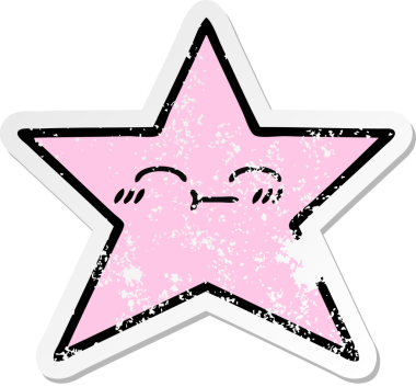 Bir insan tarafından çizilmiş sevimli bir yıldız balığının sıkıntılı çıkartması.