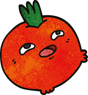 Bir insan tarafından çizilmiş mutlu kök sebze karalaması.