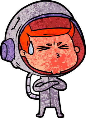 Çizgi film bir insan tarafından çizilmiş astronot.