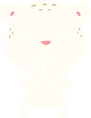 Bir insan tarafından çizilmiş mutlu düz renkli çizgi film kutup ayısı.